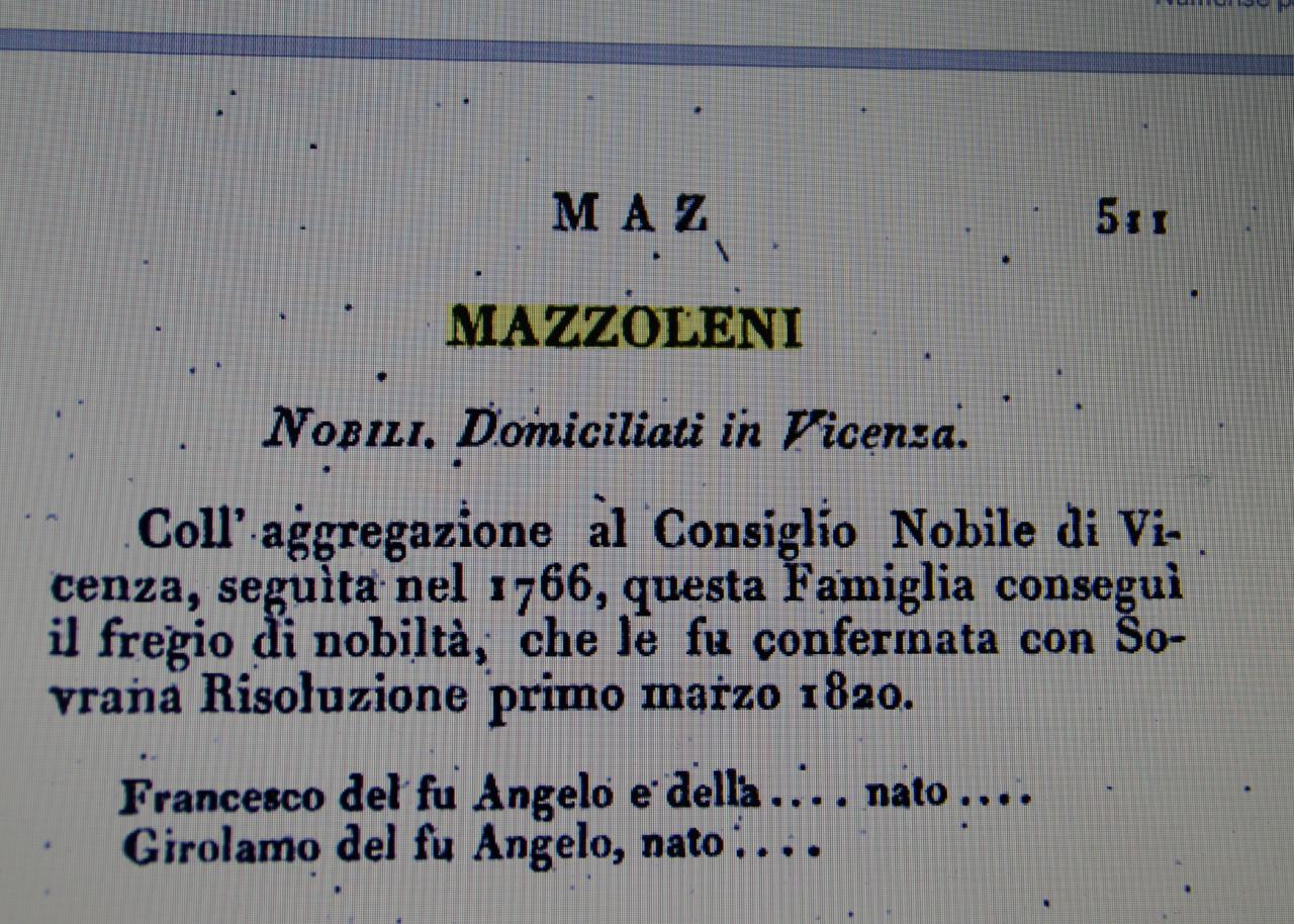 nobilaire 003famille Mazzoleni titre de Nobile